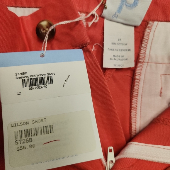 Bella Bliss Breakers Red Wilson Cotton Shorts Size 12 - Picture 9 of 14